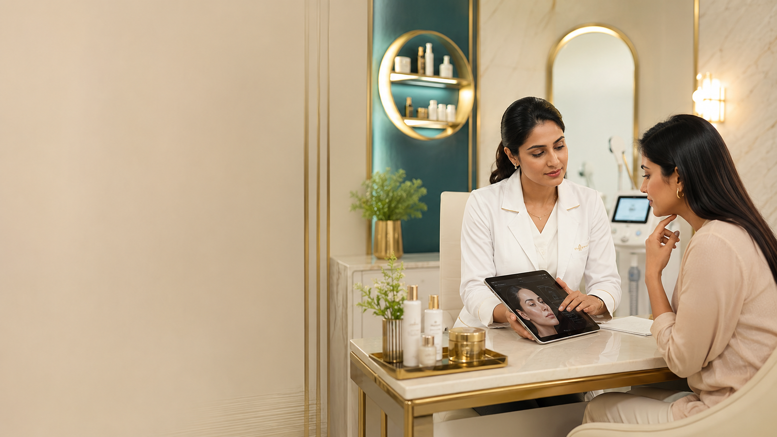 Doctor consultation in a premium skin clinic